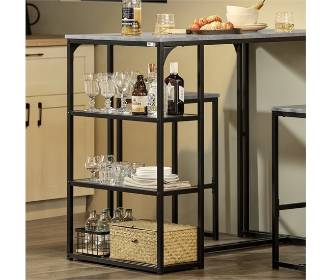 Set de Mesa alta de Bar y 2 Taburetes SoBuy OGT43-HG Gris