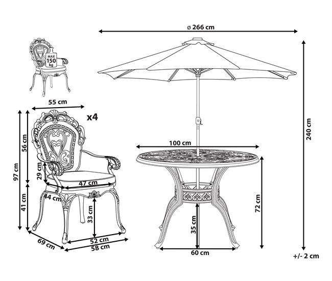 Beliani Conjunto de comedor SAPRI Marron