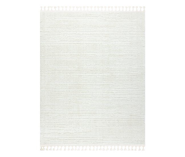 Alfombra SEVILLA AC53B rayas Franjas Bereber marroquí Shaggy 120x170 Crema