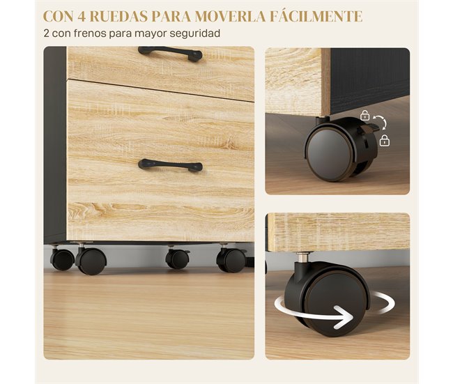 Cajonera de Oficina Melamina de Madera HOMCOM Marron
