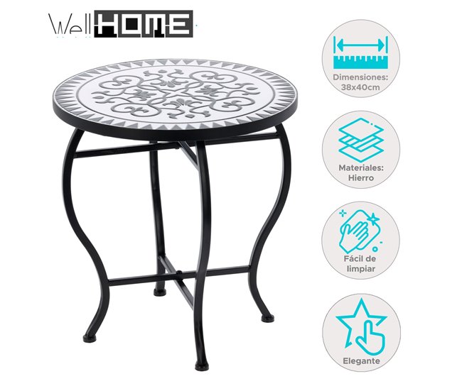 Well Home Mesa bistro diseño mosaico Negro