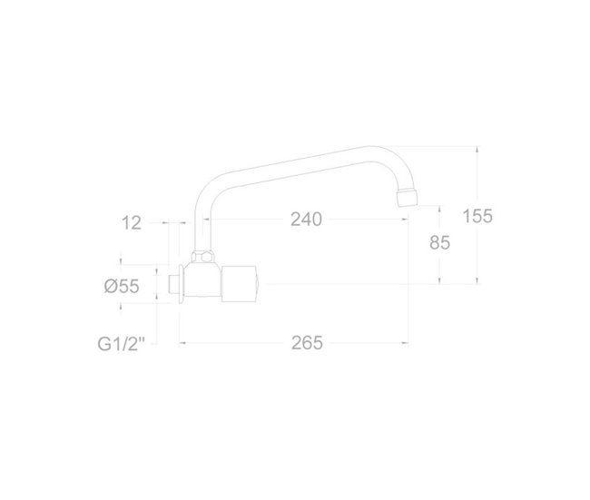 Grifo de Fregadero de Cocina Mural de 1 Agua Serie ECO Cromo