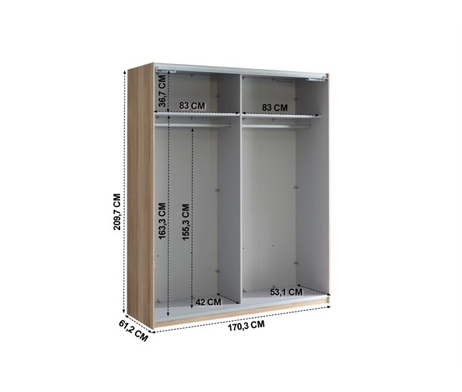 Armario SKIVE puertas correderas 170x209cm Roble