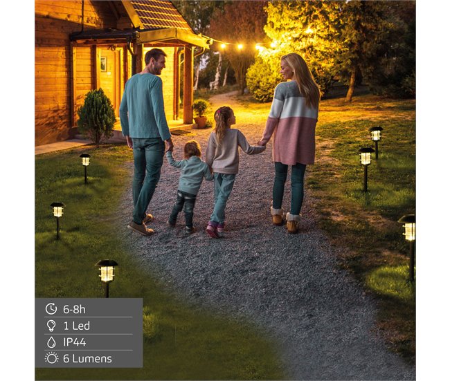 Aktive Set de 2 balizas LED solares luz cálida 6 lúmenes IP44 Negro