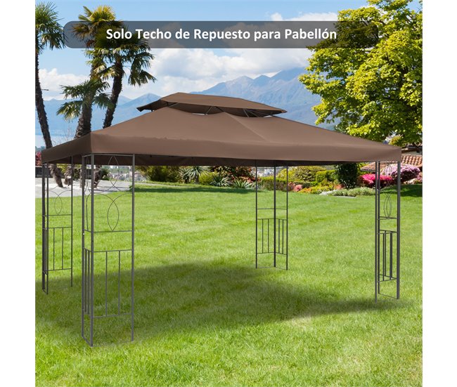 Techo de Repuesto para Cenador Poliéster Outsunny 400x300 Marron