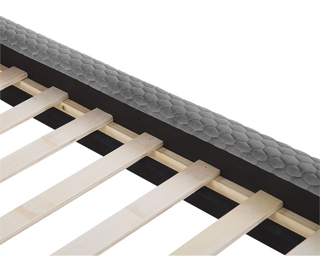 Beliani Cama Terciopelo BAYONNE 151x212 Gris Claro