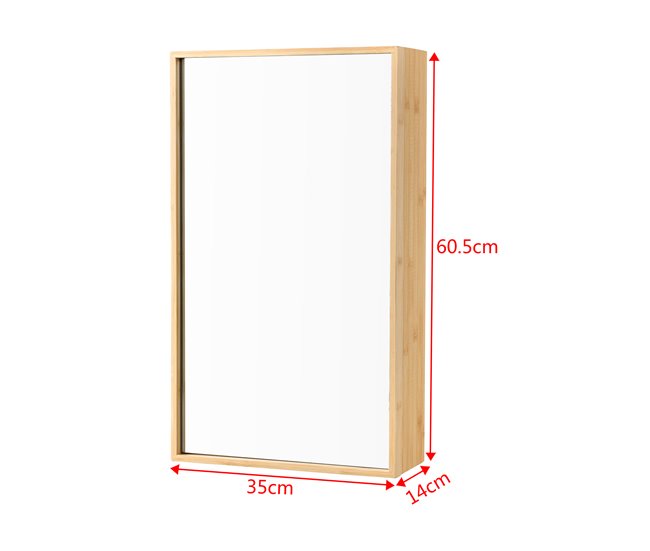 Mueble de pared para baño con espejo Ikorfat estantes ajustables Natural