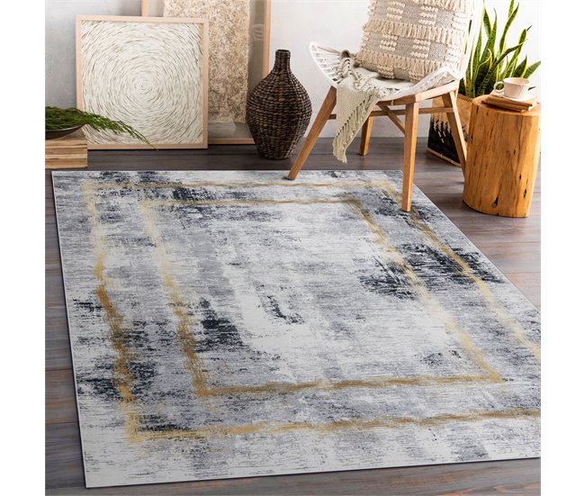 Alfombra lavable ANDRE 1065 Marco vintage 160x220 Gris