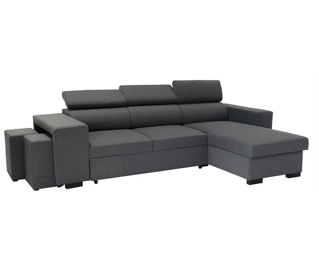 Chaise longue con cama NORWAY reversible 3 plazas gris Gris