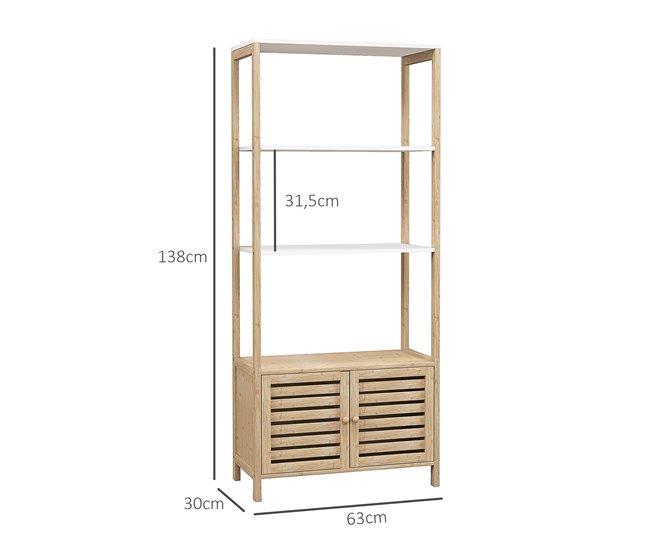 Estantería de Baño Bambú, MDF HOMCOM, hogar - baño Blanco