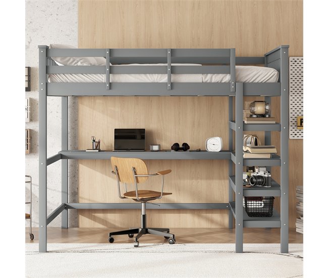 Cama alta para niños 149x207 Gris