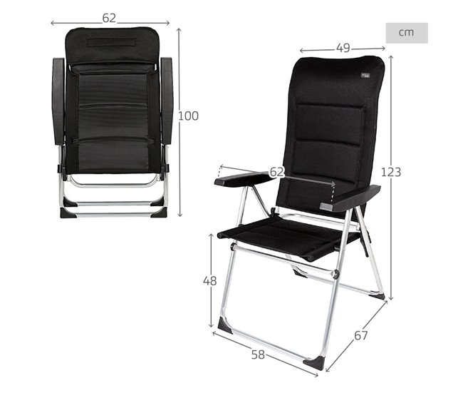 Aktive Pack 2 sillas plegables y multiposición c/acolchado Negro