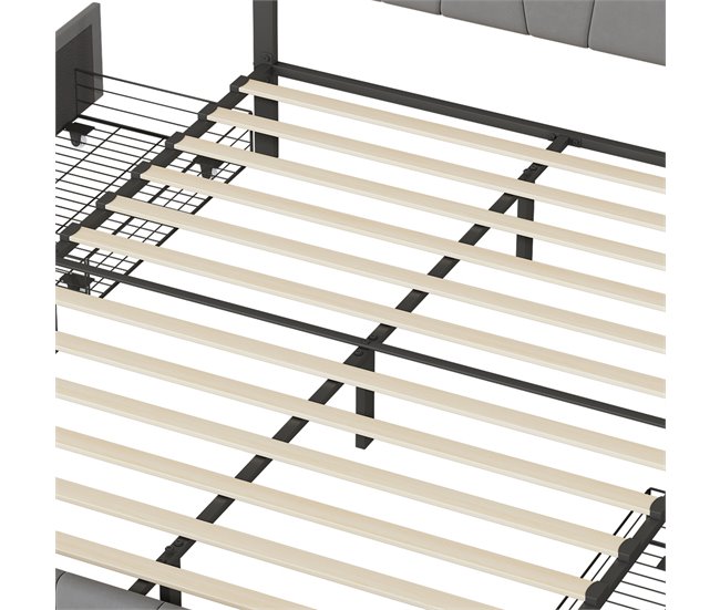 Cama, 4 cajones, cama doble, cama para adolescentes 164x209 Gris