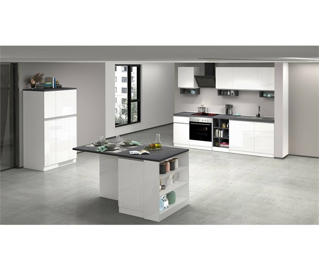 Cozinha com despensa com efeito madeira 60 Blanco