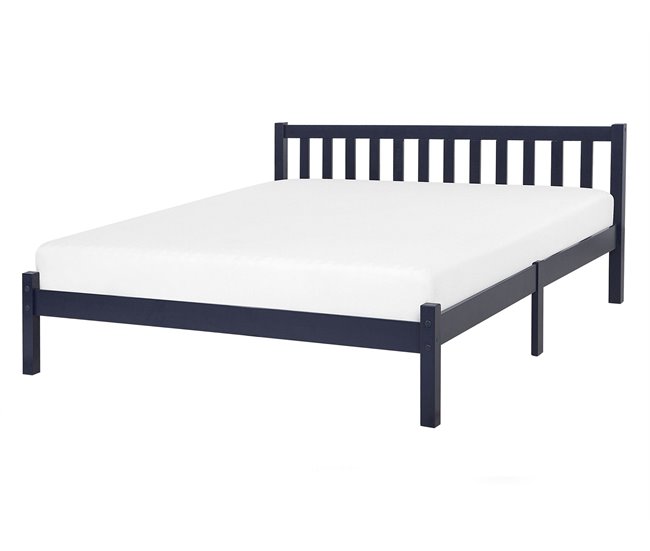 Beliani Cama Madera de pino FLORAC 147x208 Azul Marino
