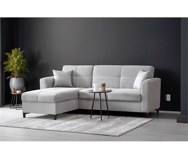 Chaise longue con cama TIAGO reversible 3 plazas gris claro Gris Claro