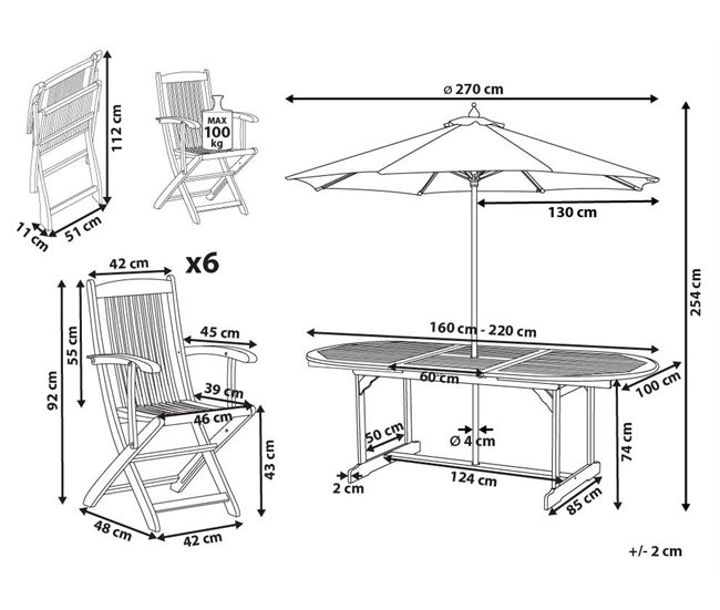 Beliani Conjunto de comedor MAUI II Madera Clara