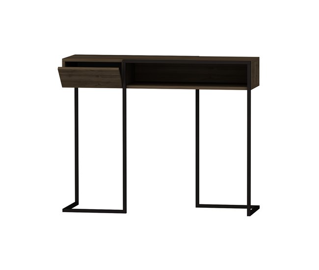 Consola ZUG nogal con patas metálicas color negro Negro/ Madera