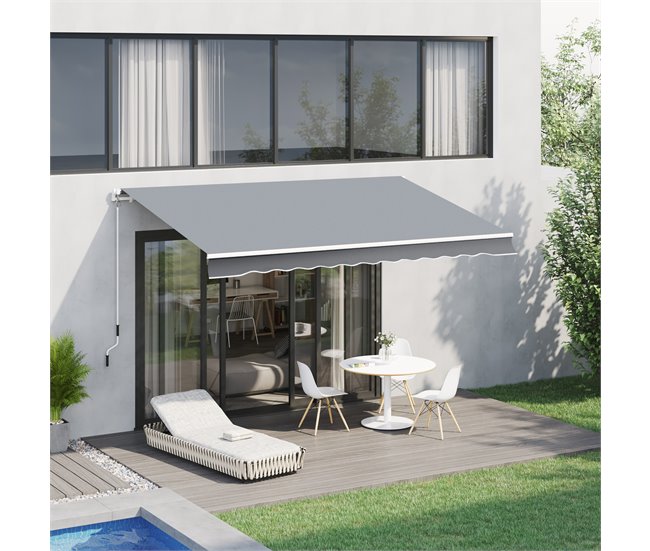 Toldo Manual Retráctil Aluminio, Metal, Poliéster Outsunny 295x245 Crudo
