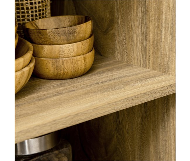 Aparador de Cocina Melamina de Madera, Ratán, Madera de Pino Marron