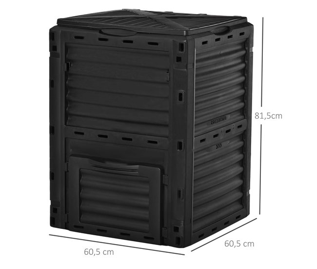Compostador de Jardín PP Outsunny Negro