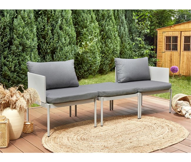 Beliani Conjunto longue TERRACINA Gris Claro