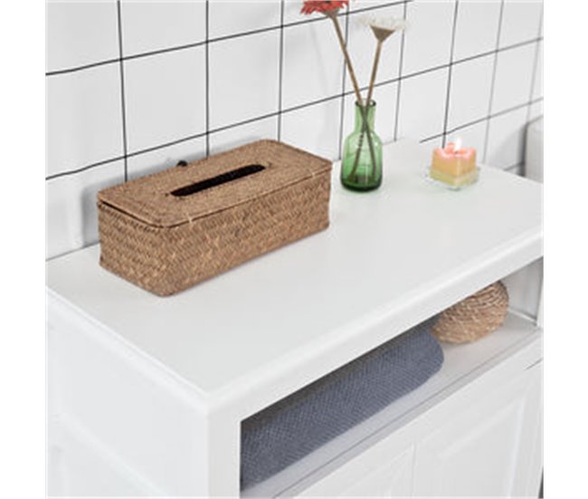 Armario para Baño con 2 Puertas y Estante FRG204-W SoBuy 69 Blanco