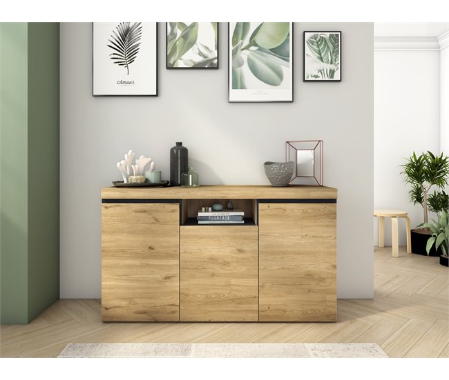 Pack de Muebles de Salón - Aparador + Mesa de Centro + Mueble TV - Modelo Naturale Roble