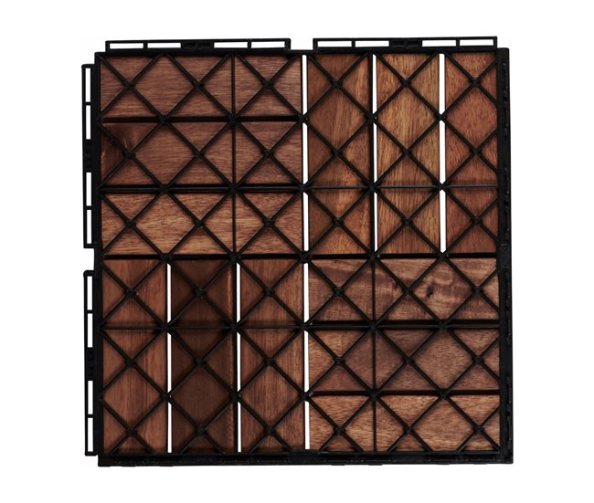 Set de 10 baldosas clic Alliste 12 láminas acacia/plástico Marron