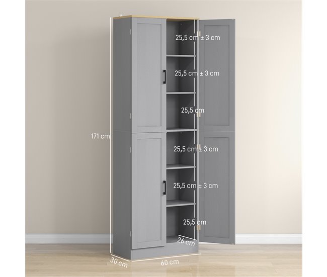 Alacena de Cocina Melamina de Madera HOMCOM, hogar - cocina Gris
