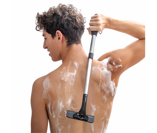 Afeitadora de Espalda y Cuerpo con Mango Extensible Negro