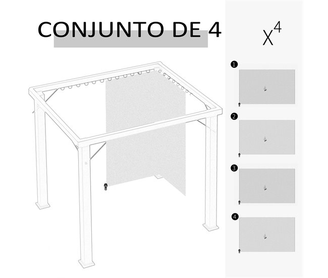 Paredes para Cenador Poliéster Outsunny Beige