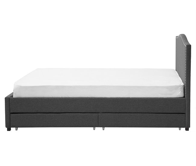Beliani Cama con somier Poliéster MONTPELLIER 167x213 Gris Oscuro