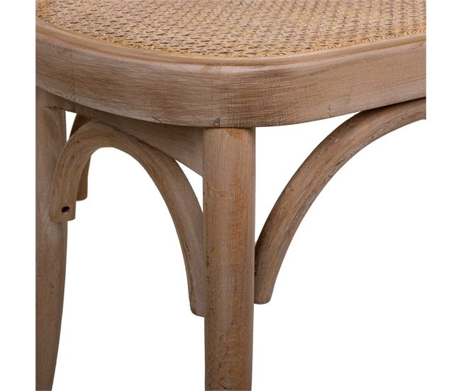 Banqueta de madera y rejilla Marron