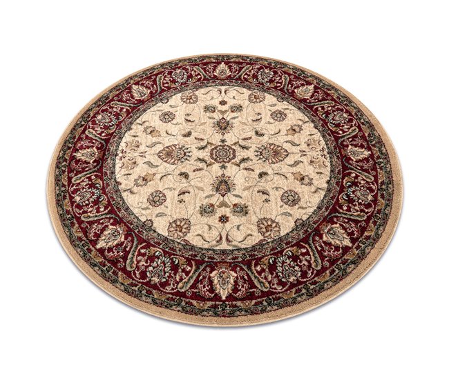 Alfombra de lana OMEGA circulo ARIES flores 200x200 Crema