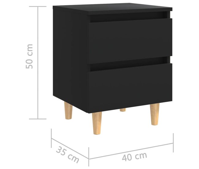 2 Mesitas de noche con patas madera 40 Blanco