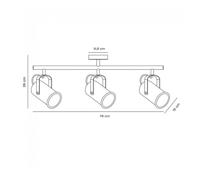 Regleta de techo Porter (3 luces) Metal Retro - Vintage Gris