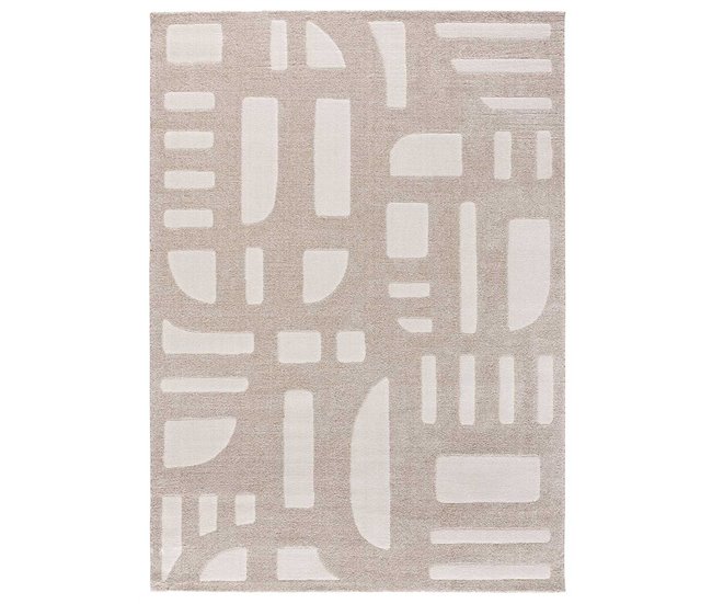 Alfombra con diseño geométrico y relieve CALEDONIA - ATTICGO 160x230 Beige