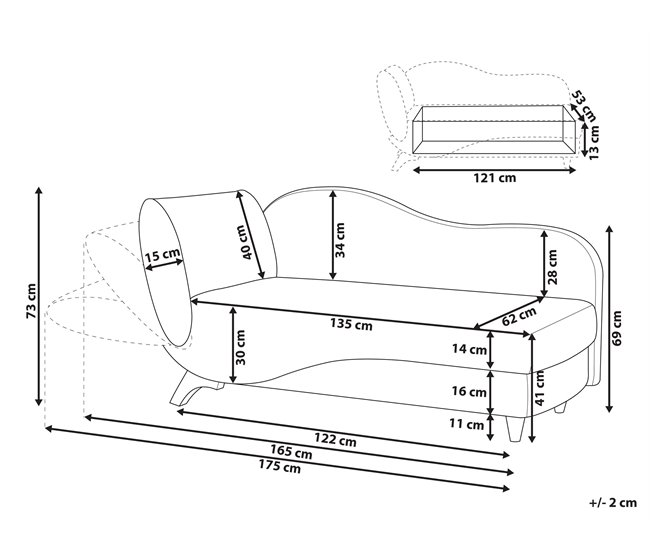 Beliani Chaise longue izquierdo Lino sintético MERI Azul