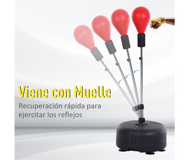 Saco de Boxeo de Pie Acero, PU, PE HOMCOM Rojo