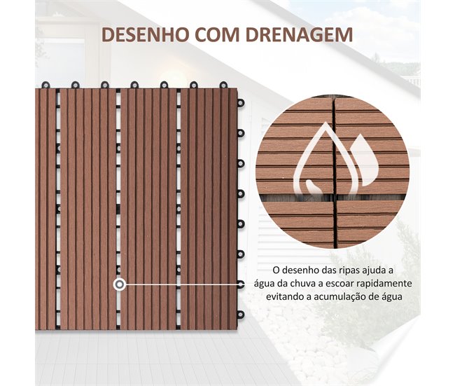 Baldosas de Exterior HDPE Outsunny Marron