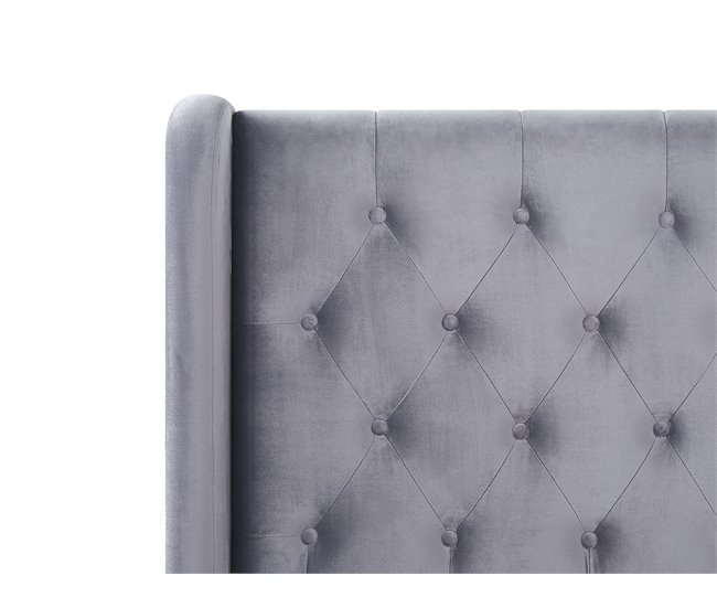Beliani Cama con somier Terciopelo FORBACH 194x218 Gris