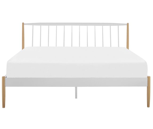 Beliani Cama con somier Metal MAURS 187x209 Blanco