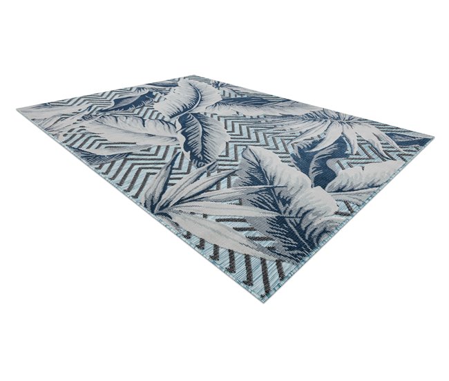 Alfombra Estructural BOTANIC 65242 Plumas, zigzag 196x290 Azul
