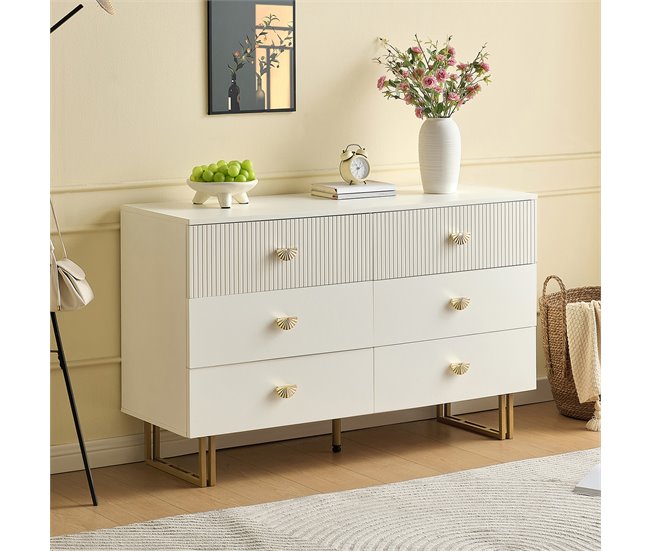 Cómoda doble con 6 cajónes Blanco