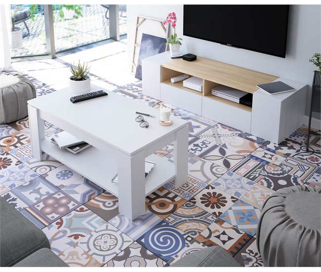 Mueble TV Tania 4 Puertas Color Blanco/Roble Blanco