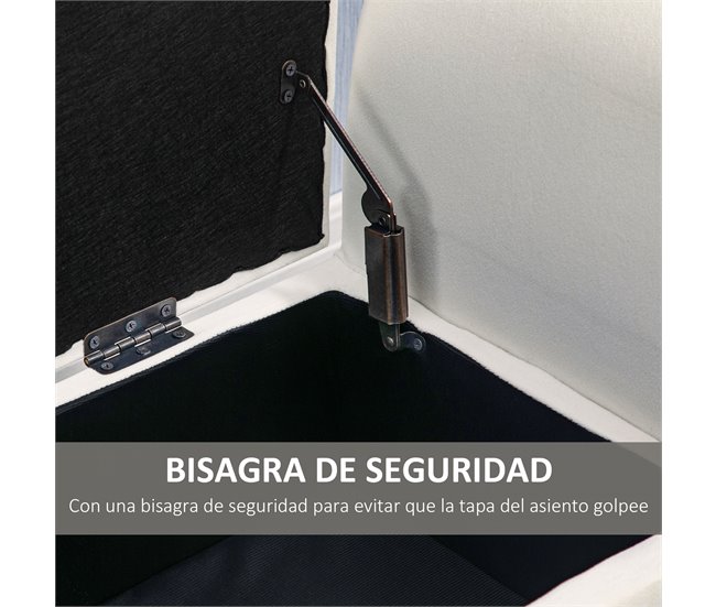 Banco de Cama Poliéster, Espuma, Madera de Caucho HOMCOM Crudo