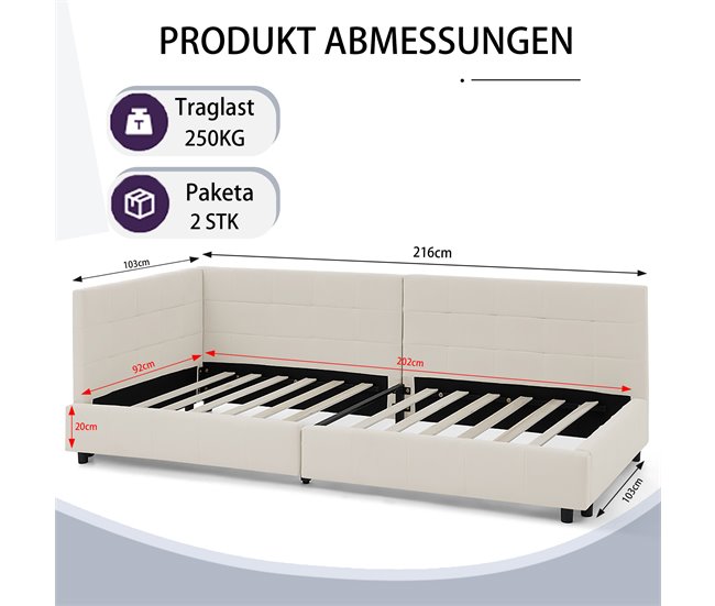 Camas individuales 216x103 Beige