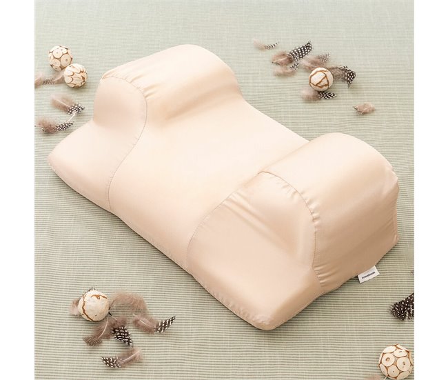 Almohada Cervical Antiarrugas con Funda de Satén Beige