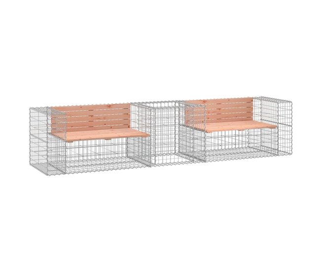 Banco De Jardín Con Cesta De Gaviones 314x71 Madera